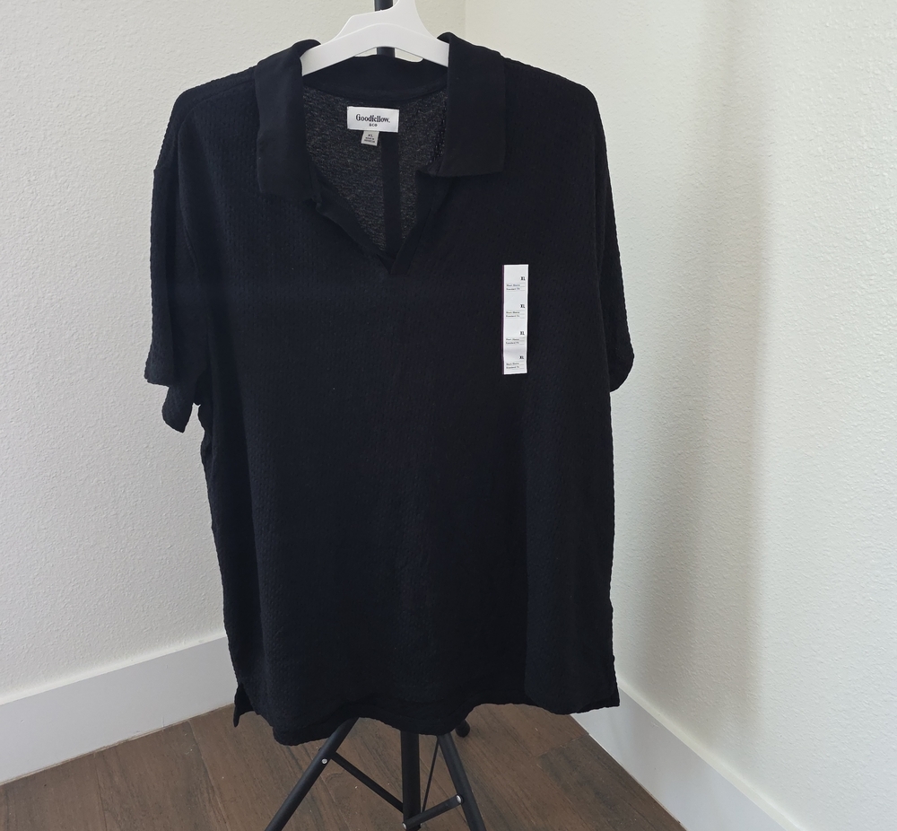 Goodfellow & Co Black Short-Sleeve Polo with Open Collar